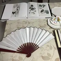Éventail pliant chinois en bois et bambou, 10/13 pouces, pour calligraphie et peinture 3