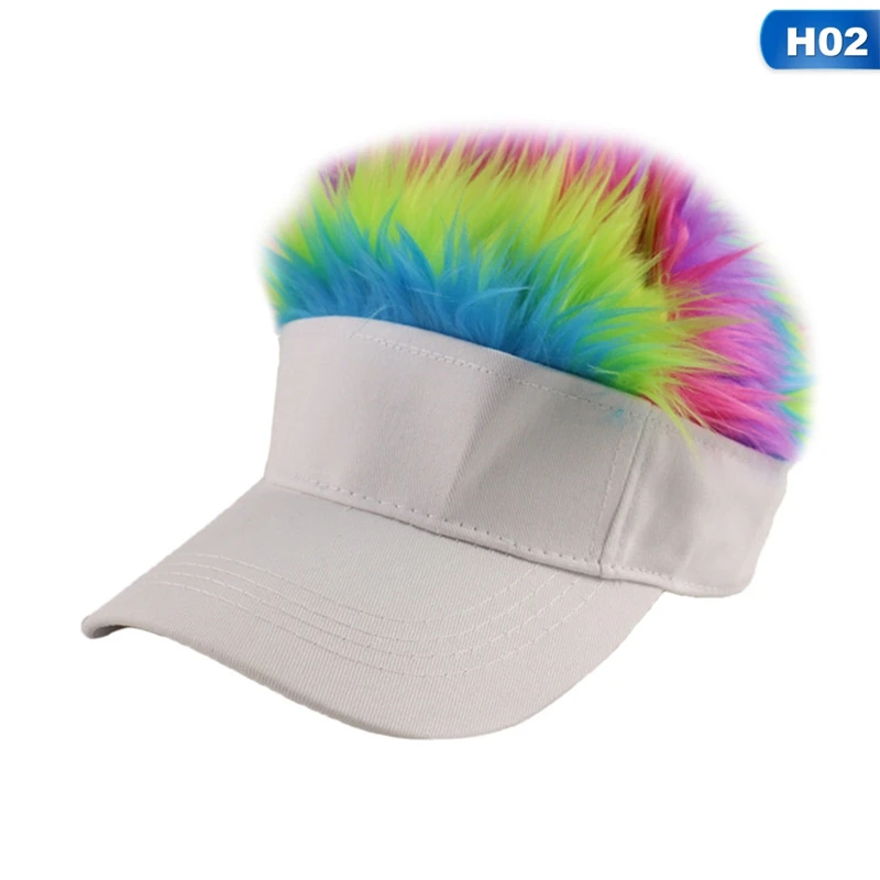 Радужный цвет поддельные чутье волос Snapback шапки Дети парик унисекс смешной Прохладный Камуфляж Цвет Фул короткие волосы бейсболка - Цвет: 02