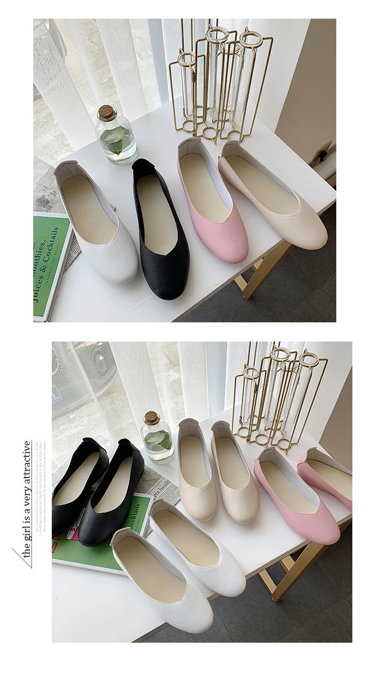 Single shoes female autumn flat bottom wild round head Korean version shallow mouth a pedal work shoes
