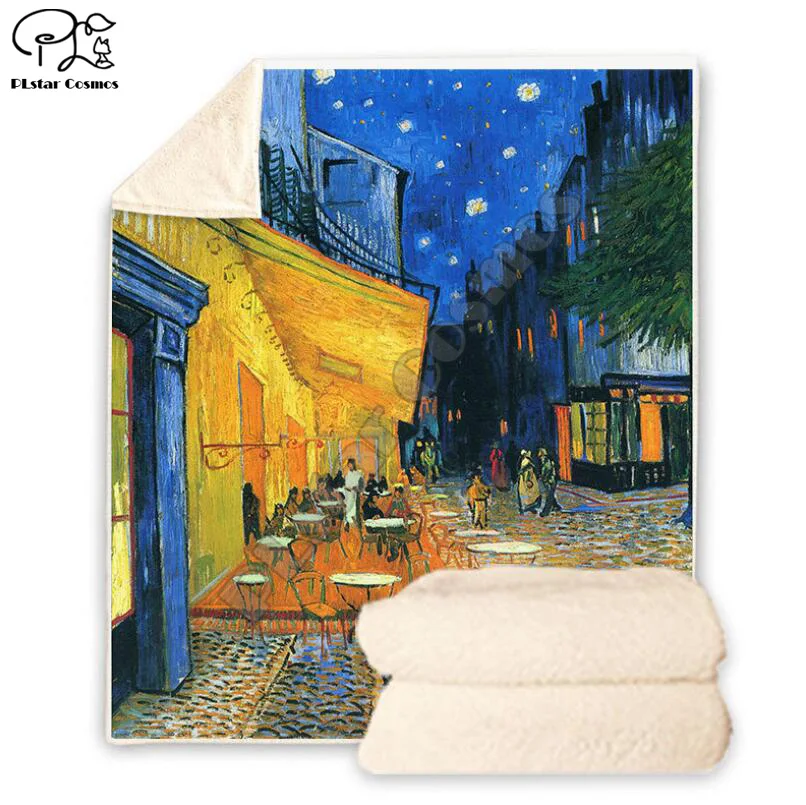 

Plstar Cosmos Van Gogh масляная живопись Забавный герой одеяло 3D печать шерпа одеяло на кровать домашний текстиль мечтательный стиль-3