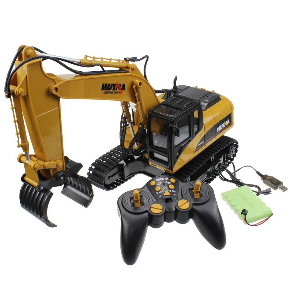 RC Truck 16 Channel 2.4G RC Alloy Timber Grab Excavator Rechargeable Sound and Light Demo Remote Control Engineer Truck