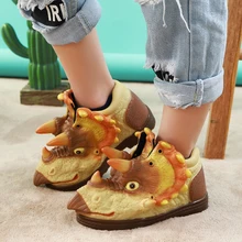 Супер крутая детская трехмерная бутиковая обувь с рисунком динозавра, модные детские кроссовки для девочек, дизайнерская зимняя теплая Брендовая обувь для мальчиков