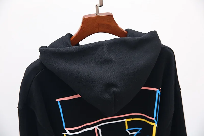 19SS OFF-WHITE OW color Line Arrow толстовка с капюшоном Мужская большого размера оптом