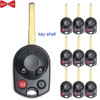 

KEYECU 10pcs for Ford Escape Focus C-Max Transit Connect Remote Car Key Shell Case Fob Housing Cover