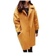 JAYCOSIN дамы сплошной цвет Тонкий новая шерстяная куртка Корейская версия Осень и зима Повседневная работа пальто длинный раздел дикий элегантный