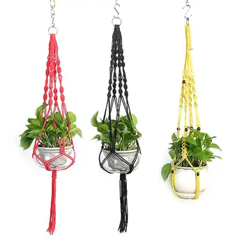 

Plant Hangers Color Flower Pot Hand-woven Net Bag Hanging Holder Home Decor