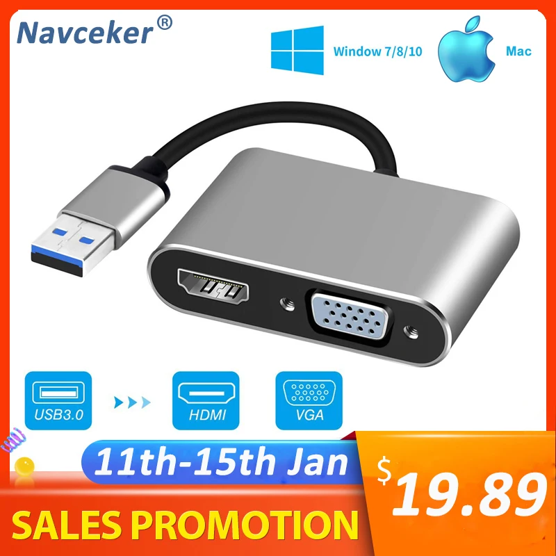 2020 USB 3 0 к HDMI VGA адаптер Mac OS 1080P конвертер Поддержка синхронизация выход для