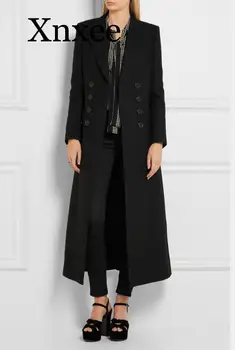 

Fashion Solid Long Wool Coat Slim Office Lady Wool Blend Coat and Jacket Double Breasted Women Coats Autumn Winter