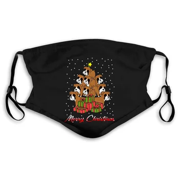 

Boxer Dog Merry Christmas Tree Xmas Holiday Print Mouth Mask Women's kid PM2.5