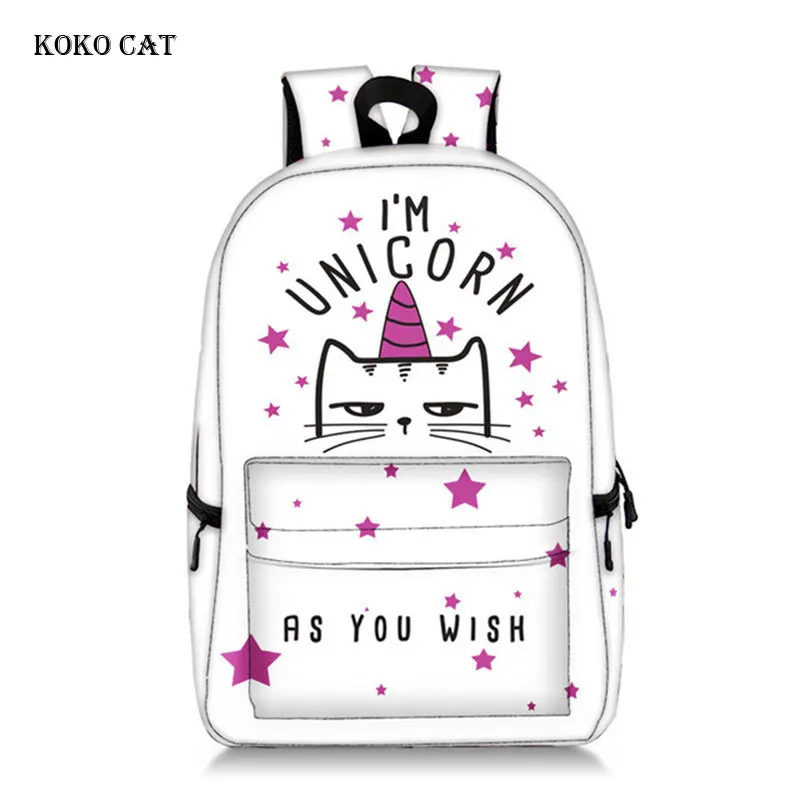 

Teenagers Girls Junior Student School Bags Classic Panda Rabbit Unicorn Printed Backpack Vintage Travel Daypack Mochila Mujer