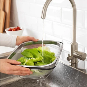 

Stainless Steel Strainer Mesh Retractable Micro-Perforated Colander Draining Washing Rinsing For Fruits Vegetables Dishwasher