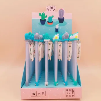 

4 Pcs Hot Cute Cartoon Ribbon Cactus Silicone Head Gel Pen Korea Creative Unisex Pen Sign Pen Students Gift Stationery