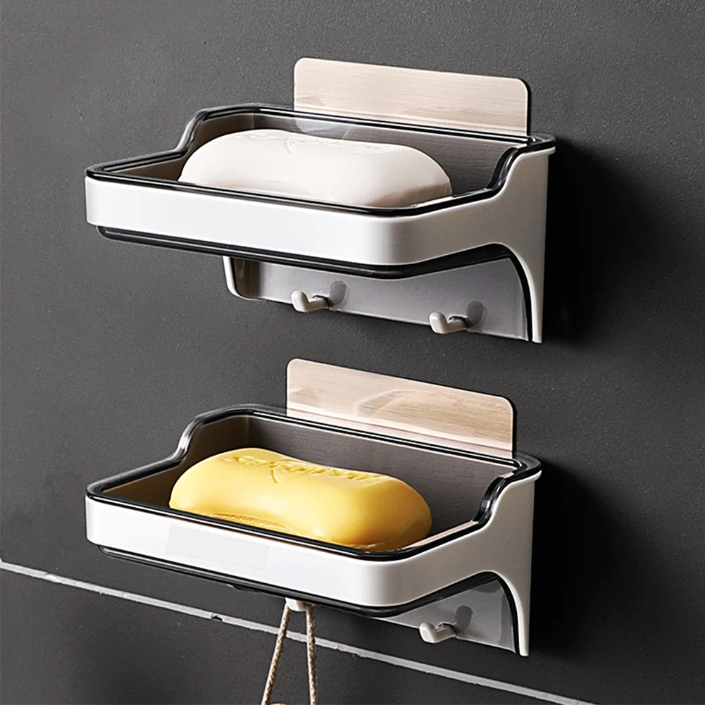 

Wall Mounted Self Adhesive Soap Dishes Soap Holder Adhesive Container Leak Proof Self Draining Box Shower Dish For Home Bathroom