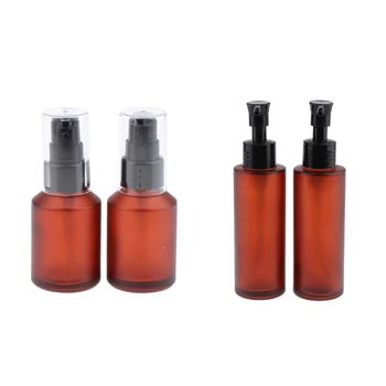 

4pcs Empty Glass Pump Bottles Refillable Emulsion Lotions Makeup Container Cosmetic Liquids Sprayer Bottle 30ml 100ml