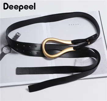 

Deepeel 2.5cm*136cm Women's Metal Horseshoe Buckles Cummerbunds Leather Soft Girdle Personality Cummerbund Belt AccessoriesYK682