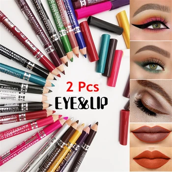 

2Pcs Multi-function Colorful Eye Shadow&Liner Pen Longlasting Lip Liner Pencil Matte Waterproof Pearl Women Eyeliner Beauty
