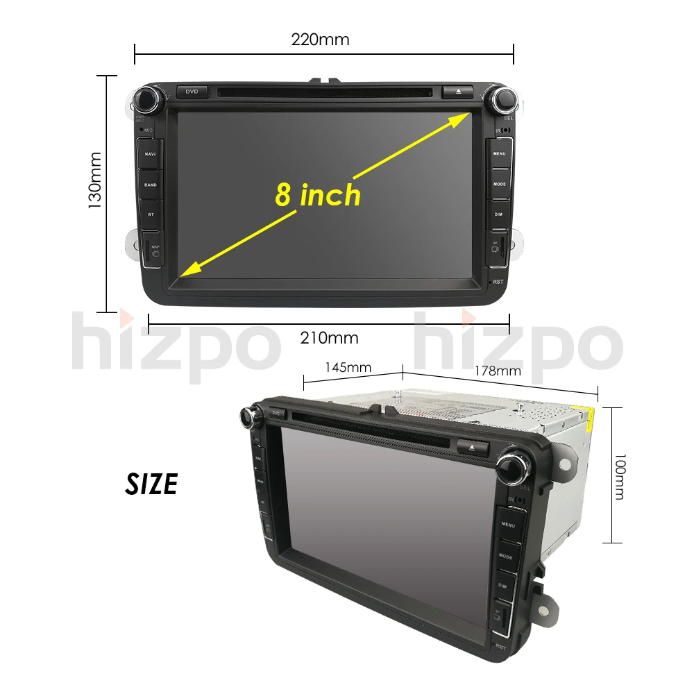 Автомобильный DVD плеер 2DIN Android 10 8 дюймов для VW POLO GOLF 5 6 PASSAT B6 CC JETTA TIGUAN TOURAN EOS SHARAN SCIROCCO