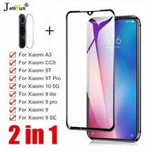 2 в 1 закаленное стекло для Xiaomi 10 5G A3 CC9 9 lite Защита экрана для Xiaomi 9 9T Pro mi9 SE Защитная пленка для объектива камеры(China)