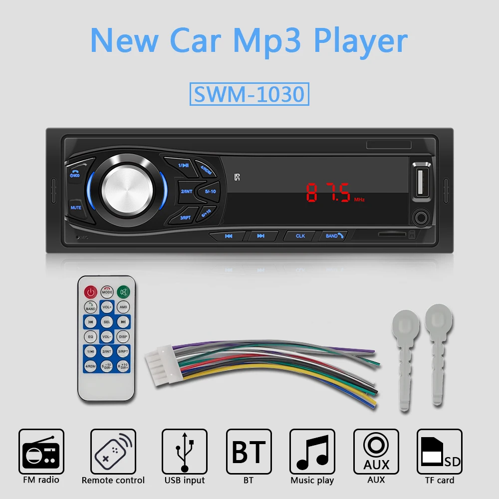 Автомагнитола 1 Din Bluetooth MP3 плеер светодиодный экран AUX USB FM поддержка радио для