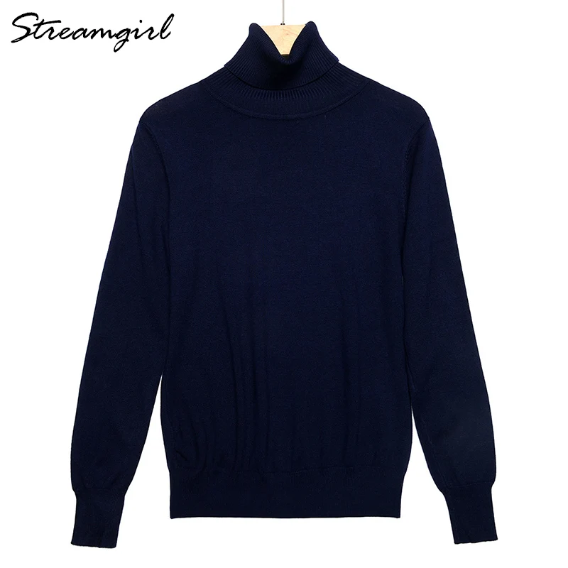 Navy blue Свитер с высоким воротом для женщин, зимний женский свитер, женский свитер для зимы, вязаный женский джемпер, женские свитера, пуловеры - Цвет: Navy blue