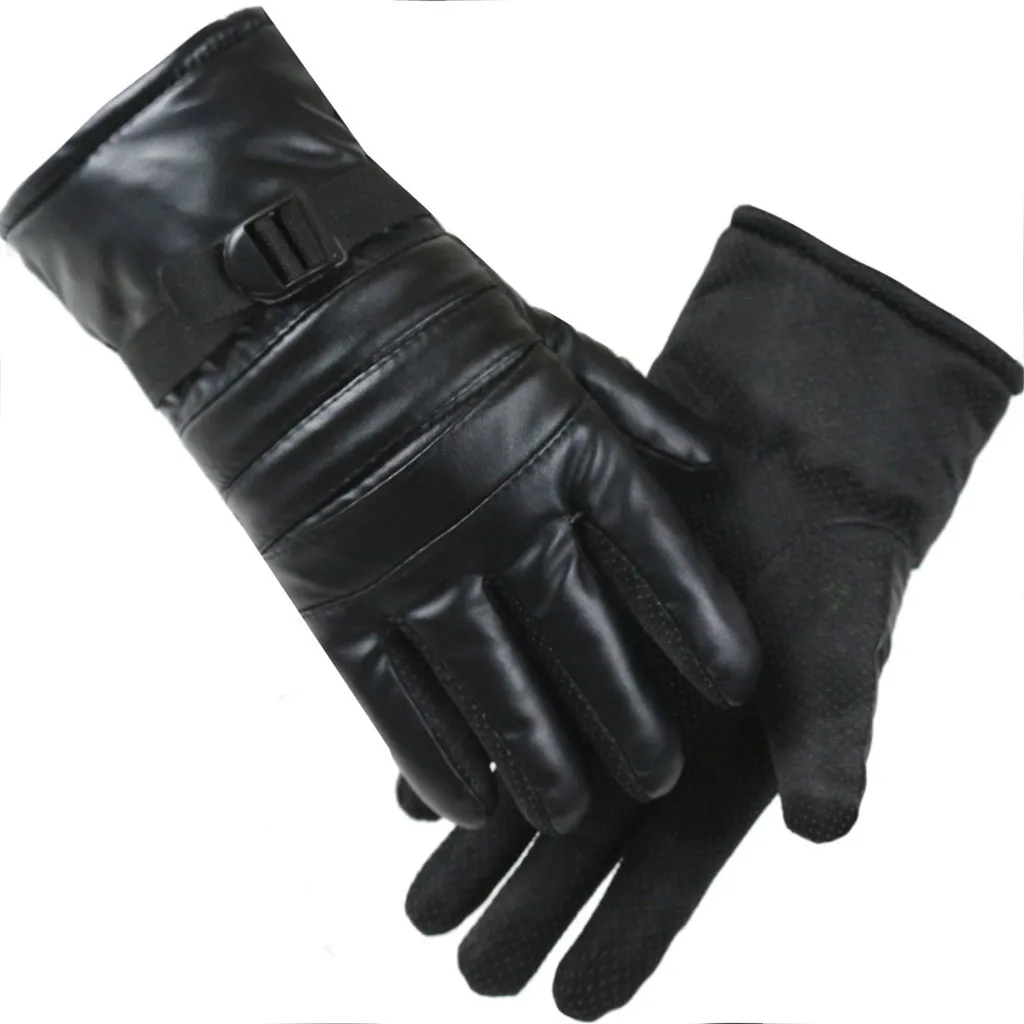 Перчатки из искусственной кожи мужские зимние теплые бархатные перчатки теплые с использованием телефона для велоспорта перчатки для бега сенсорный экран черные Handschoenen