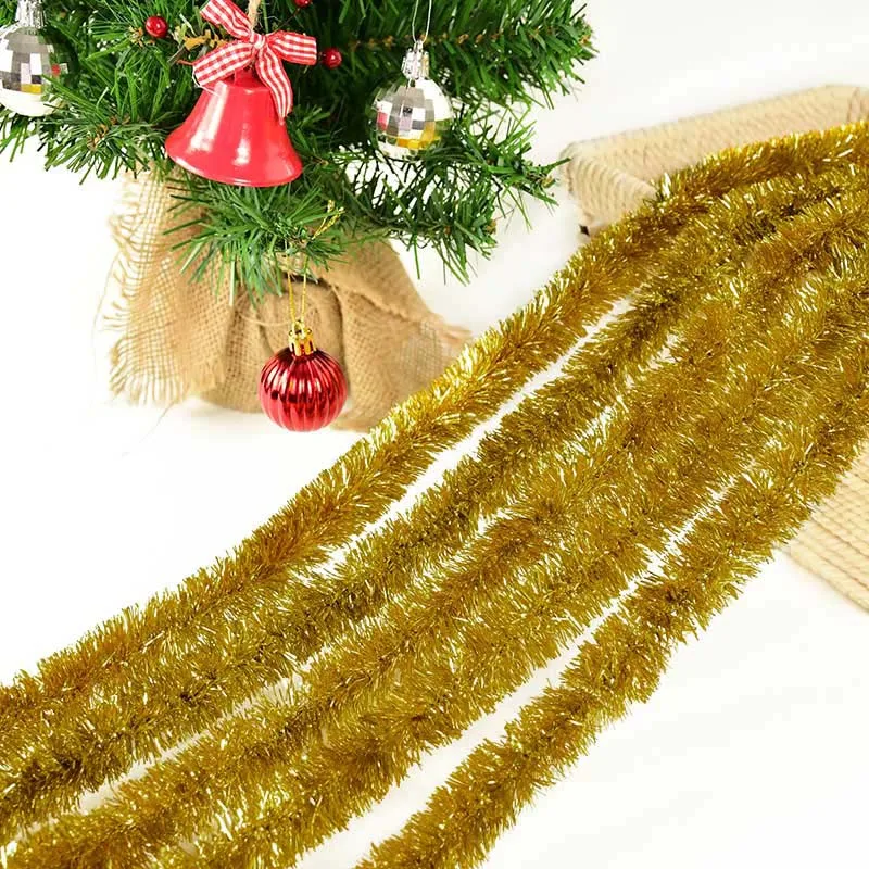 230cm Foil Tinsel Ribbon Garland for Christmas Decoration Xmas Tree Wrapping Ribbon Christmas Ornaments New Year Decor Supplies