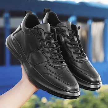 

Spring/Autumn Men Leather Sneakers Luxury Brand Men Shoes Comfortable Casual Shoes Male Non-Slip Walking Shoes For Mens White