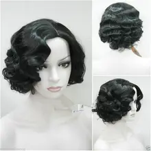 Элегантный винтажный кудрявый волнистый парик черный парик