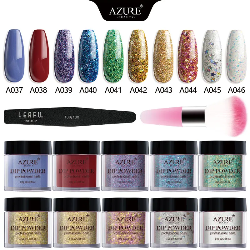Azure beauty 12 шт./лот новейший цветной погружающийся порошок для нейл арта