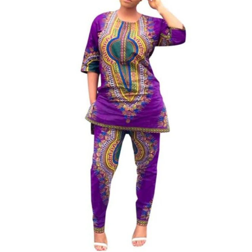 

African Clothes for Women 2019 News Bazin Lace Dashii Print Top Pants Suit Party African Dresses Robe Full Sleeve Clothing