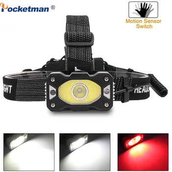 

IR Sensor Headlamp USB Rechargeable LED Headlight Body Motion Sensor Head Torch Light Lamp With USB Best For Camping, fishing