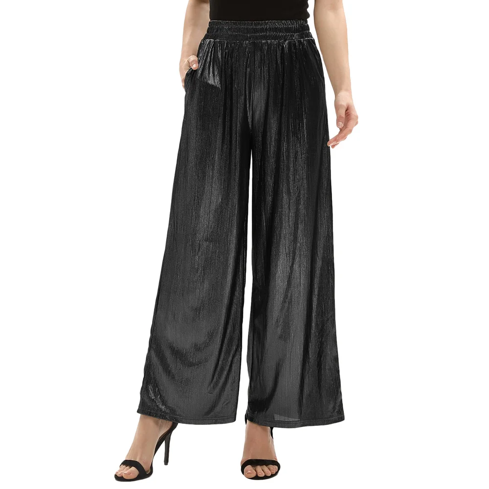 Trend High Street Loose Palazzo Pants Office Lady Wide Leg Trousers Women Elegant OL Style Fashion Flare Pants