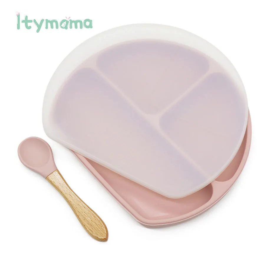 Baby Feeding Plate Food Grade Silicone Baby Plate BPA Free Infant Waterproof Kid Tableware Plate Children Dishes Sealed With Lid