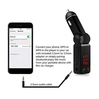 

Car Kit MP3 Music Player Wireless Bluetooth FM Transmitter Radio With 2 USB Port Durable And Practical