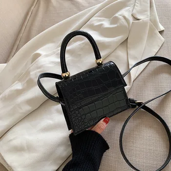 

Jin Mantang 2020 Designer Fashion Simple Handbag Solid Color Crocodile Pattern Clamshell Handbag Shoulder Diagonal Female Bag