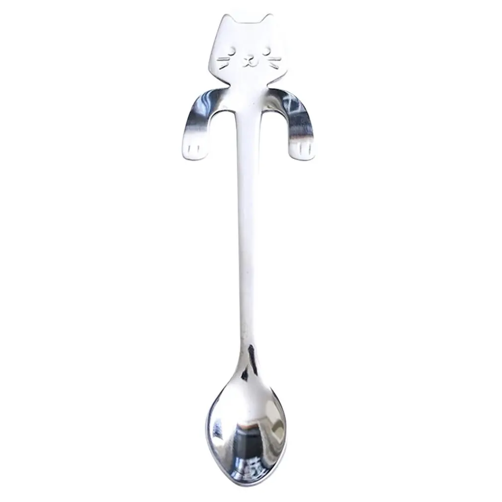 

Cute Cat Coffee Spoon 304 Stainless Steel Creative Mixing Spoon Dessert Spoon Can Be Hanging Along The Small Spoon