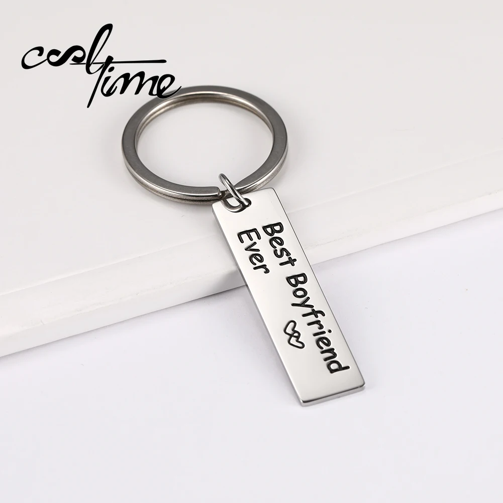 COOLTIME Роскошный брелок с гравировкой кольцо для ключей пара из нержавеющей стали