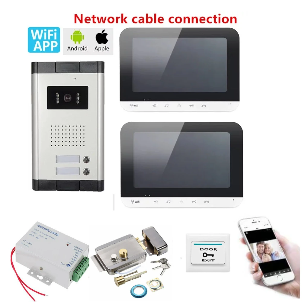 

2 квартиры Wifi видеодомофон смартфон дистанционный монитор с приложением для 2 семей/напольная квартира видеодомофон камера