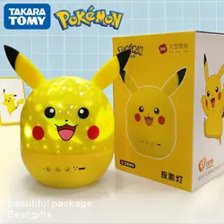 Pikachu – boîte à musique rotative avec télécommande en ABS, Original, mignon, veilleuse pour chambre à coucher, jouets, lampe de Projection, cadeau d'anniversaire pour enfants 