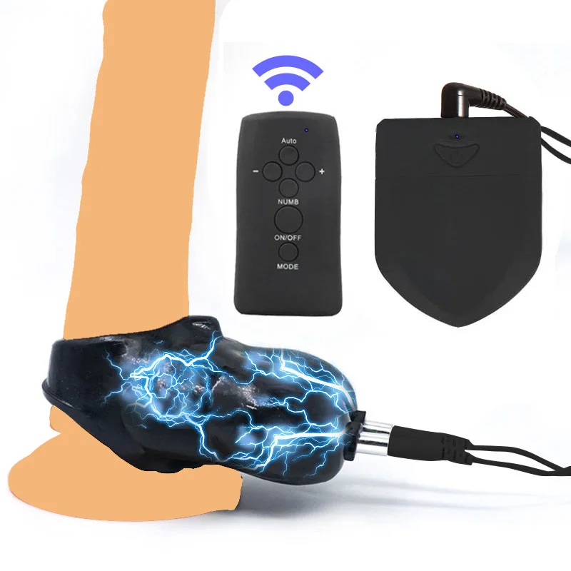 SM Electro Shock Scrotum Sleeve Sex Ball Stretcher Chastity Cage Cockring Scrotum Ring Men Medical Electro Stimulate Sex Toy Kit electro sex toys,electric sex toys