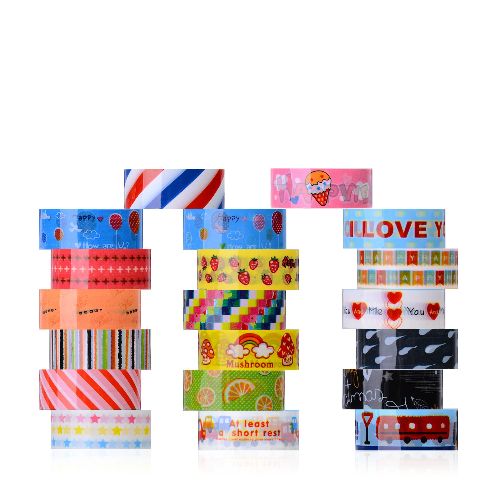

10pcs Cute Cartoon Adhesive Tapes Decorative Washi Tape DIY Craft Tool 1.5cm*300cm Children's Handmade Lesson Supplies