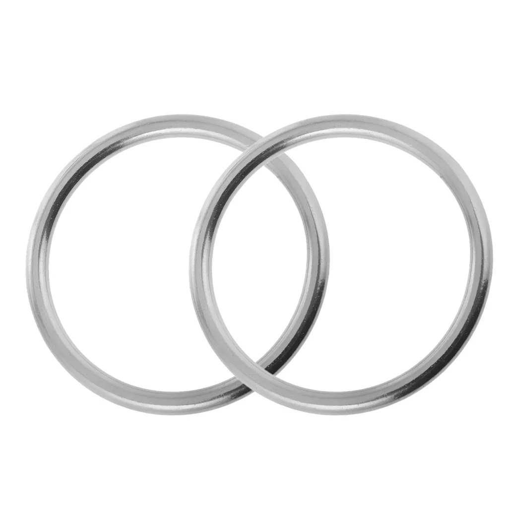 2PCS Precision Polished Seamless Welded Stainless Steel Webbing Strapping Round O Rings for Kayak Canoe Marine 2PCS Precision Polished Seamless Welded Stainless Steel Webbing Strapping Round O Rings for Kayak Canoe Marine