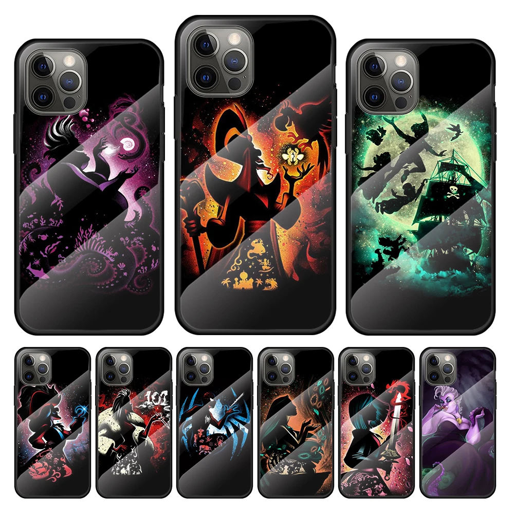 Villain Disney Princess Tempered Glass Cover For Apple IPhone 13 12 Mini 11 Pro XS MAX XR X 8 7 6S 6 Plus Phone Case Coque | Мобильные