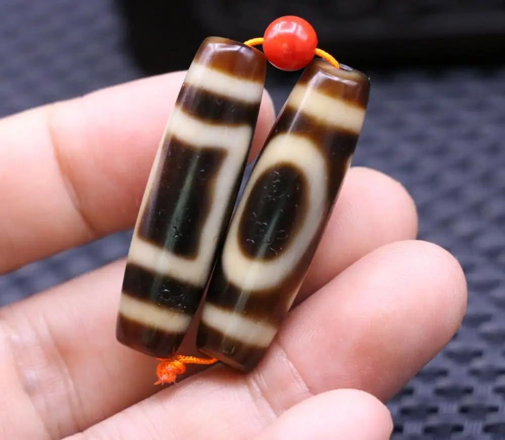 pair Magic Energy Tibetan Old Agate Ivory Color Heaven&ampearth dZi Bead Amulet Pendant | Украшения и аксессуары