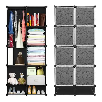 

Detachable Portable Light Clothing Storage Cabinet Non-woven Wardrobe Bedroom Cloth Dustproof Closet Storage Organizer HWC