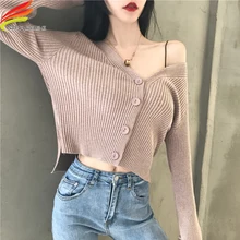 2020 Spring Summer New Sweater Women V Neck Collar Single Buttons Women Knitted Cardigans Long Sleeve Lady Casual Top Femme 2020 Spring Summer New Sweater Women V Neck Collar Single Buttons Women Knitted Cardigans Long Sleeve Lady Casual Top Femme