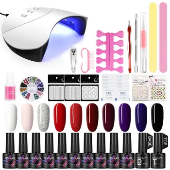 

SISLADY 36W LED UV Nail Lamp Gel Polish Manicure Set for Nail Kit with Machine Tools Gel Nail Polish Varnishes Set