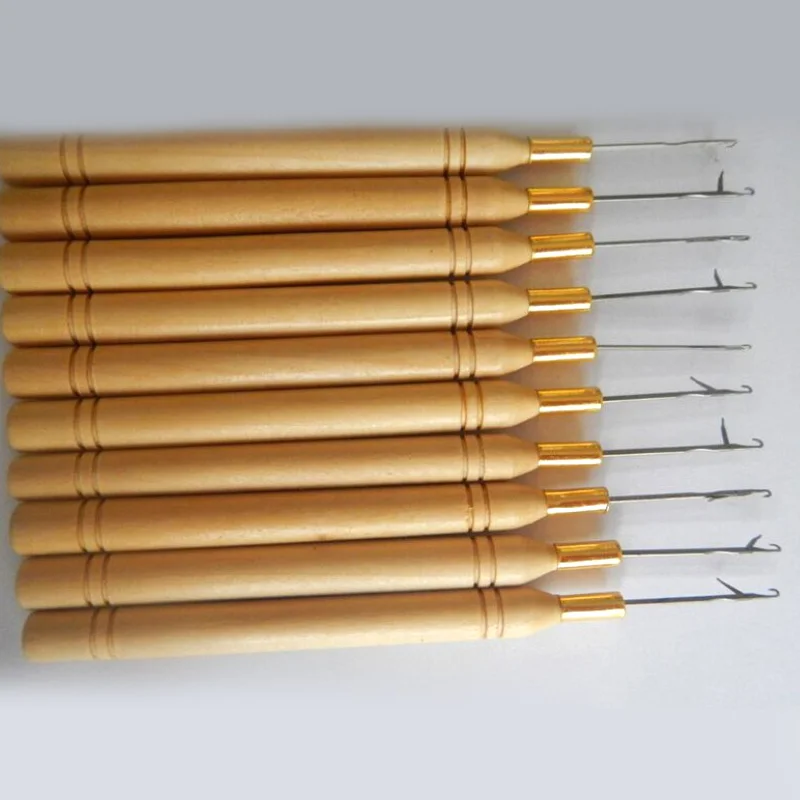

Yarn knitting hook wood Steel Crochet Micro Hook Lock Dreadlock Needles Weaving Hair Extensions Making Tool