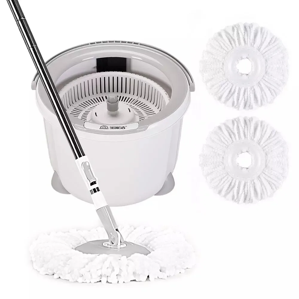 Yocada 360 Spin Adjustable Floor Mop with Bucket 2 PCS Microfiber Pads Extended Handle for Hardwood Cleaning
