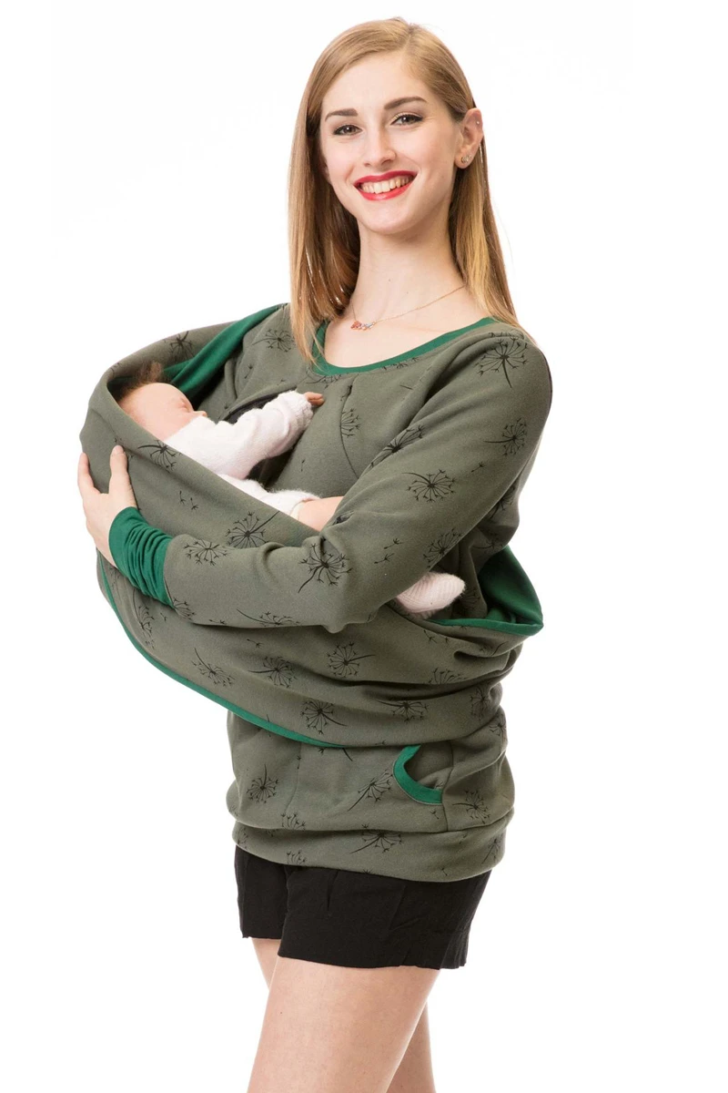 Maternity Nursing Hoodie Winter Pregnancy Clothes For Pregnant Women Breastfeeding Hooded Tops T Shirt Autumn Lactation Clothing (2)